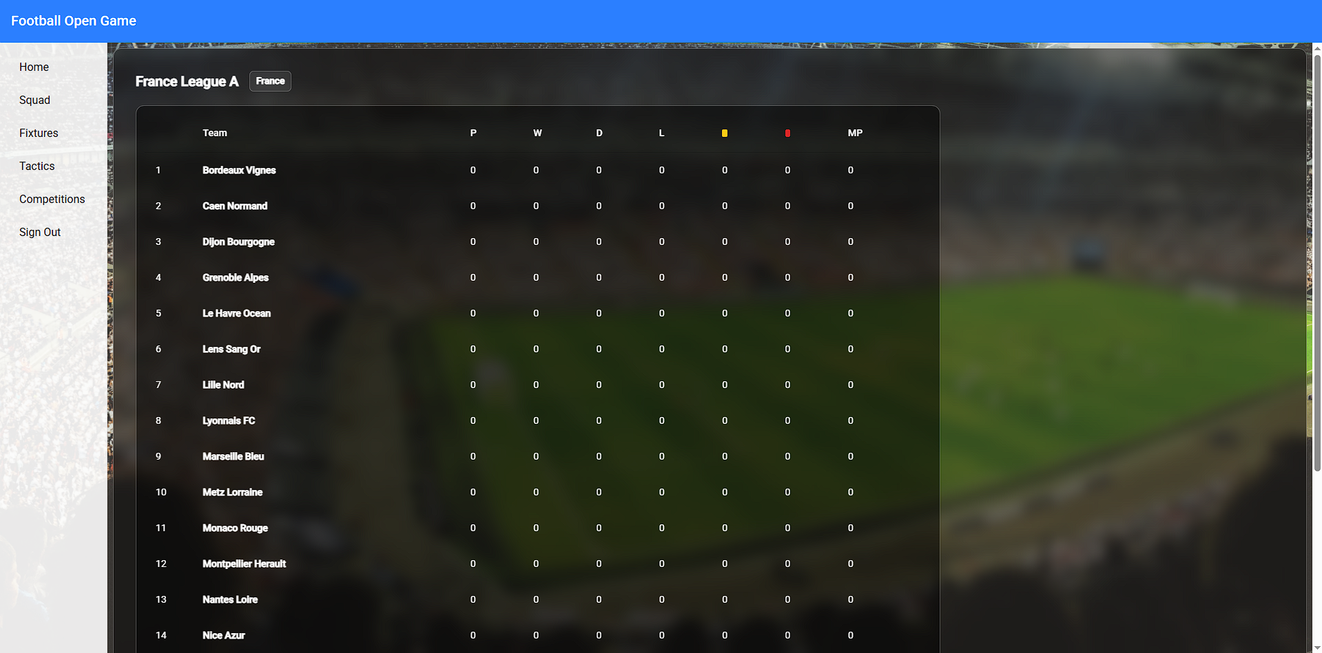 Competitions fixtures
