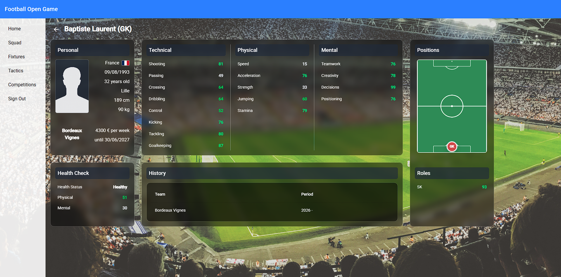 Player card